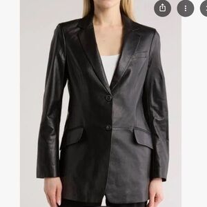 Rag & bone Black Leather Blazer Jacket - Women